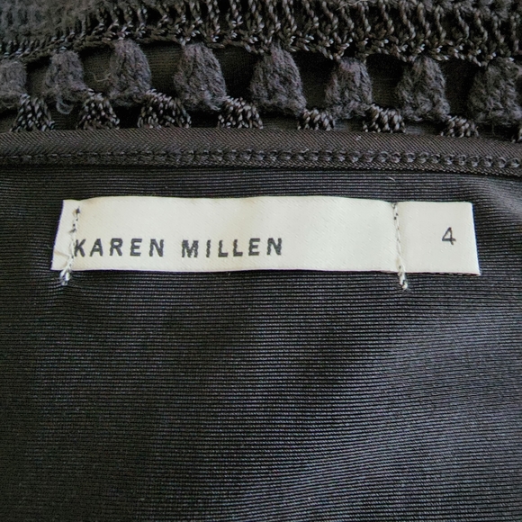 Karen Millen Dress Womens 4 Black Sleeveless Crochet - Picture 4 of 5